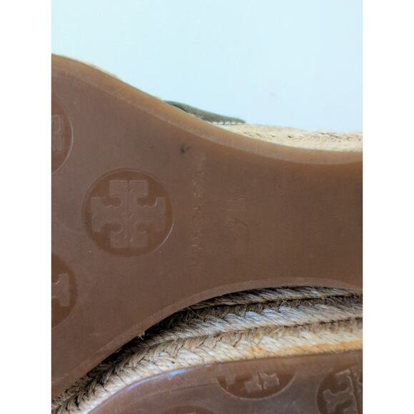 Tory Burch Army Green Canvas Espadrille Wedges size 9 - Picture 8 of 8